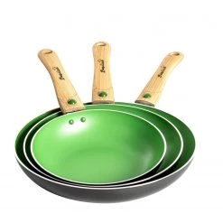 Dynamic24 3tlg. Pfannen Set grün Bratpfannen