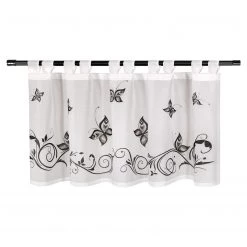 Gerster Gardine Carna - Webstoff - Weiß / Schwarz