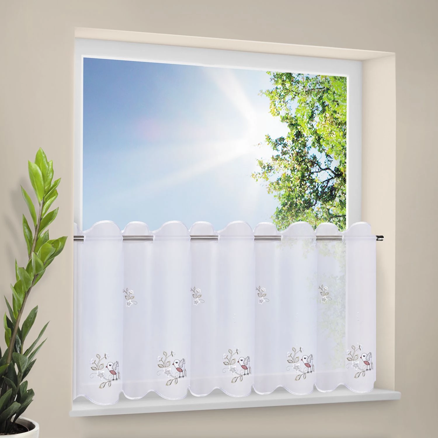 Gerster Bistrogardine Birdy - Webstoff - Weiß 4 Gerster Bistrogardine Birdy - Webstoff - Weiß – Bild 2