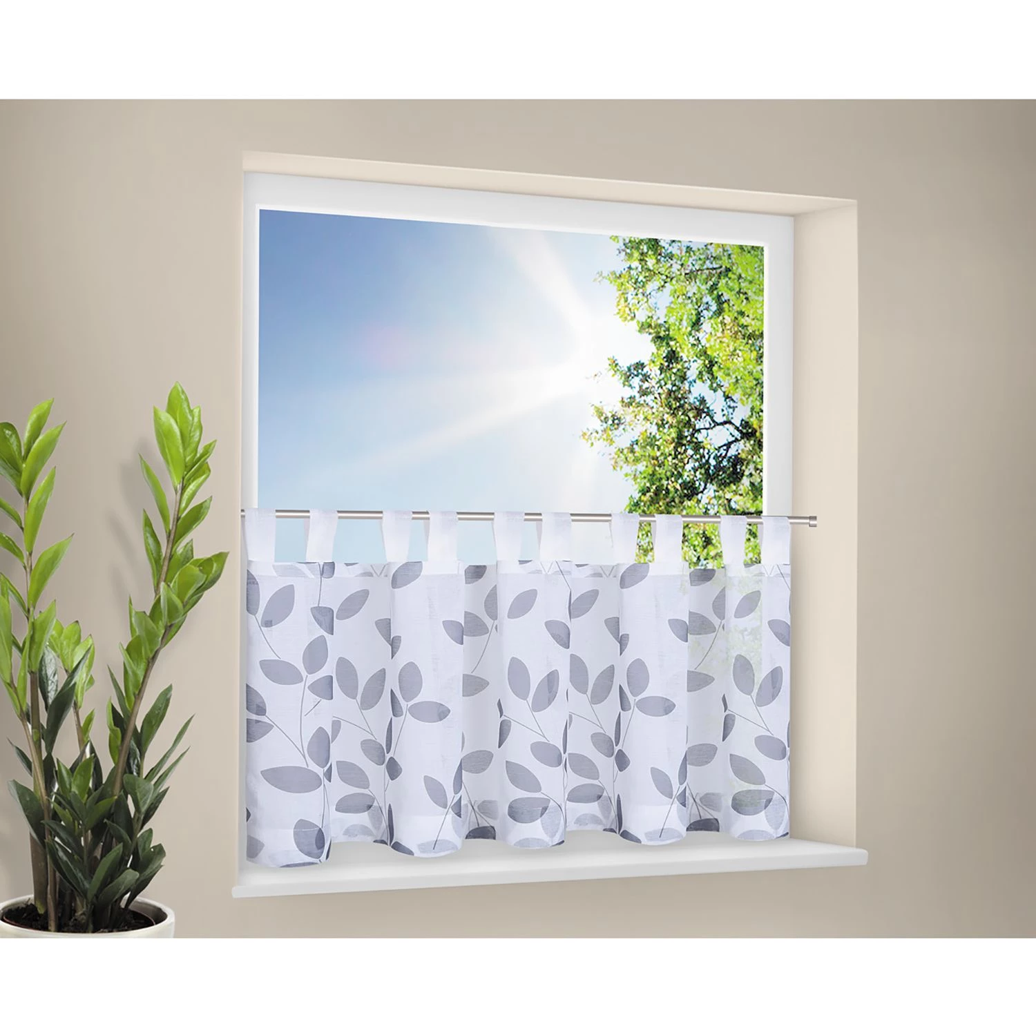 Gerster Bistrogardine Nicole - Webstoff - Weiß / Grau 4 Gerster Bistrogardine Nicole - Webstoff - Weiß / Grau – Bild 2