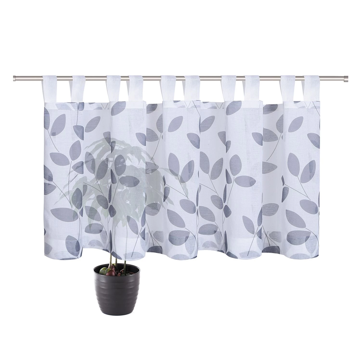 Gerster Bistrogardine Nicole - Webstoff - Weiß / Grau 5 Gerster Bistrogardine Nicole - Webstoff - Weiß / Grau – Bild 3