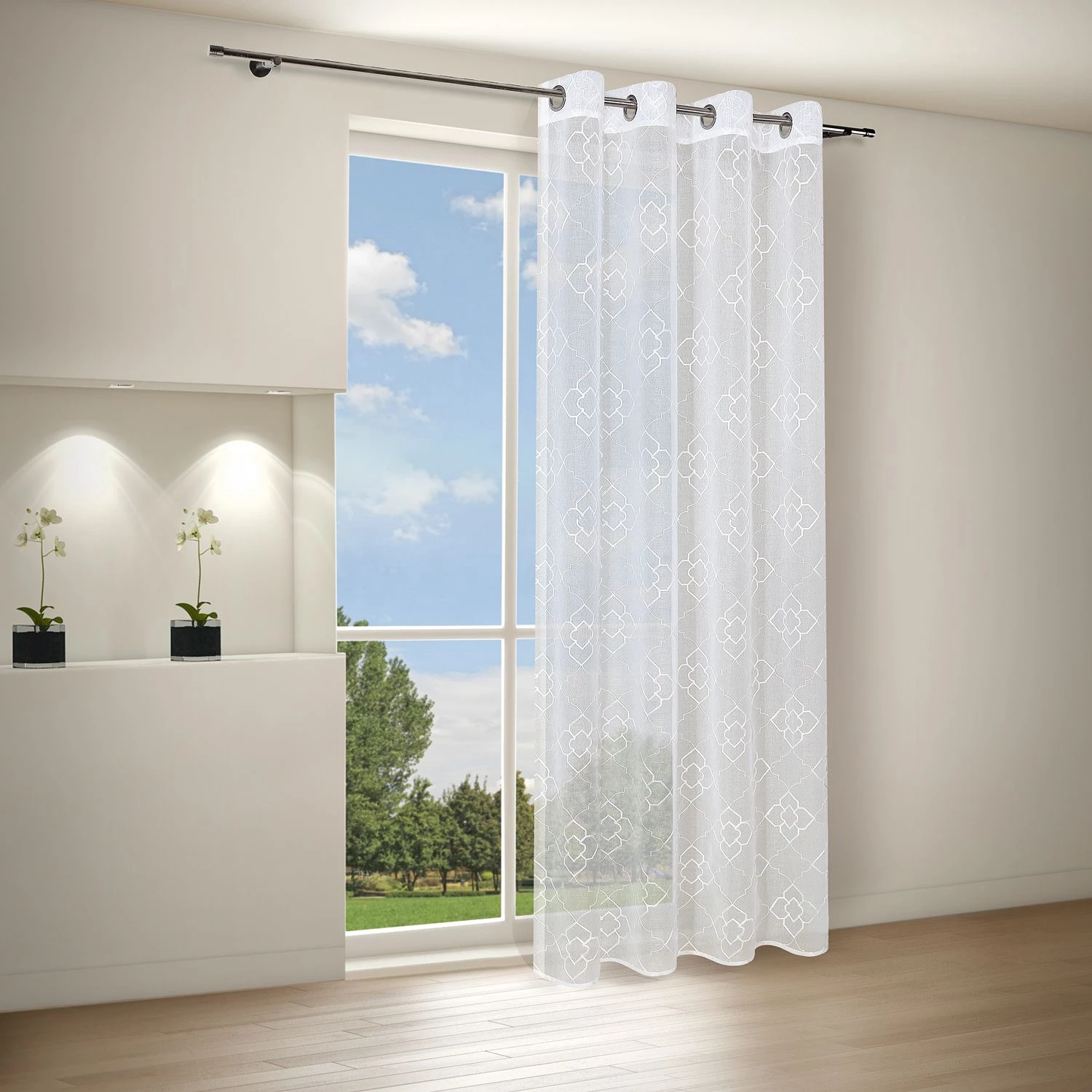 Gerster Ösenschal Finn - Webstoff - Beige 4 Gerster Ösenschal Finn - Webstoff - Beige – Bild 2