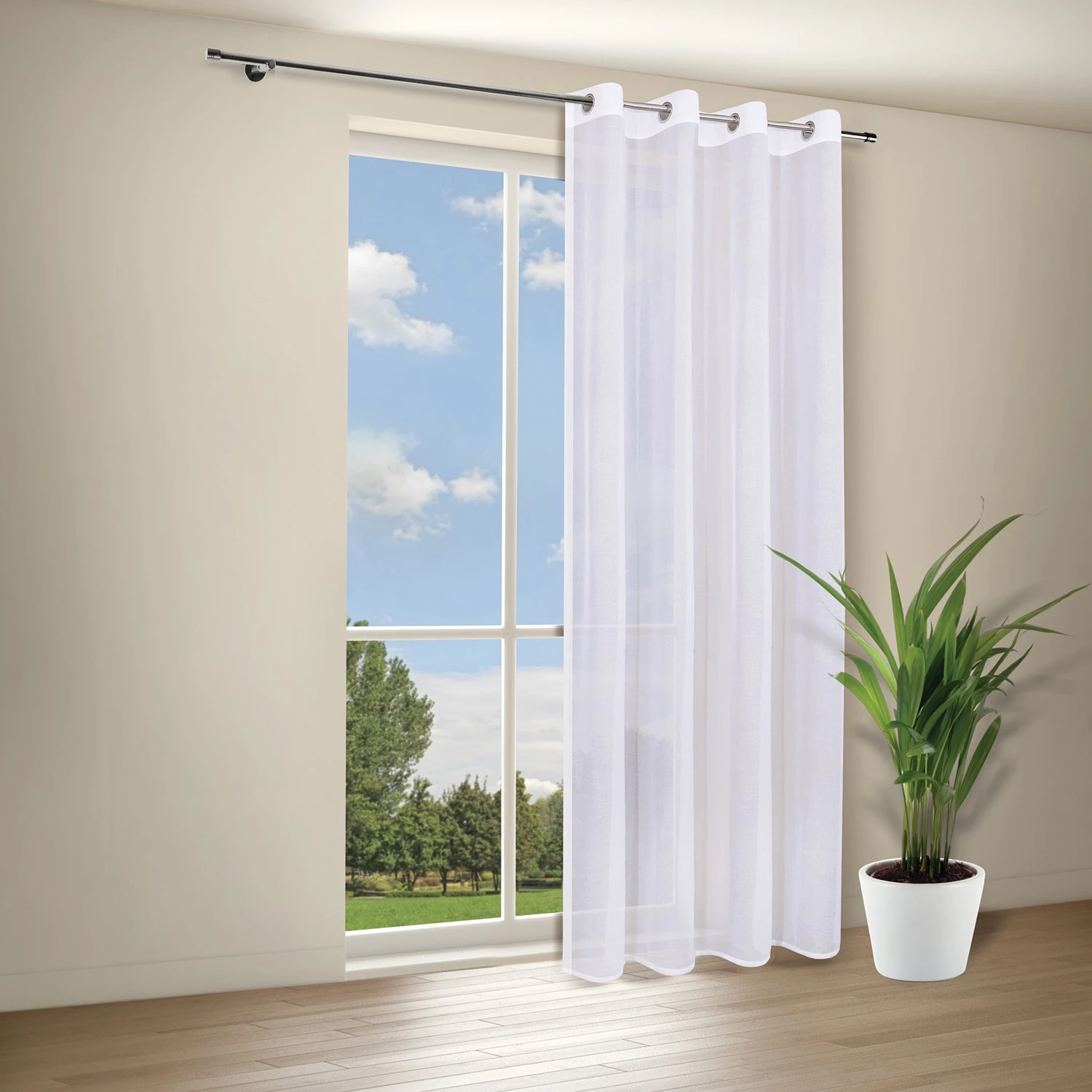 Gerster Ösenschal Fabia - Polyester - Weiß 4 Gerster Ösenschal Fabia - Polyester - Weiß – Bild 2