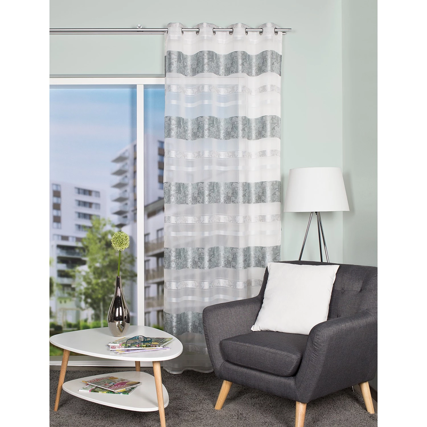 Home Wohnideen Ösenschal Kiran - Polyester - Mint 4 Home Wohnideen Ösenschal Kiran - Polyester - Mint – Bild 2