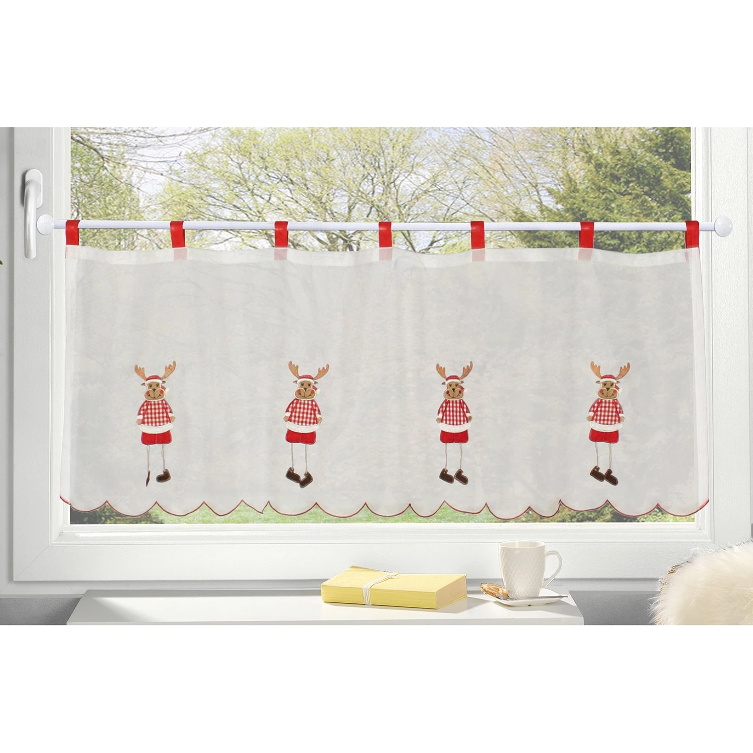 Home Wohnideen Fertiggardine Cafehaus Elg - Polyester - Rot / Weiß 3 Home Wohnideen Fertiggardine Cafehaus Elg - Polyester - Rot / Weiß
