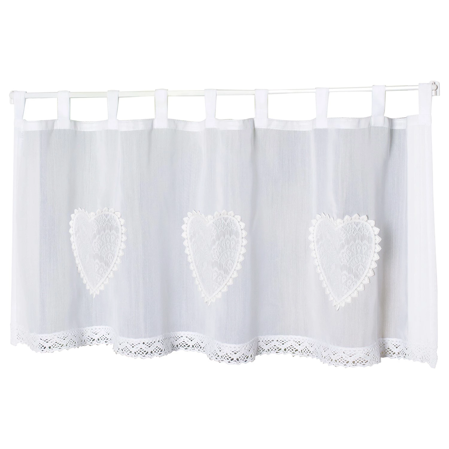 Home Wohnideen Fertiggardine Corazon - Polyester - Weiß - 120 x 60 cm 3 Home Wohnideen Fertiggardine Corazon - Polyester - Weiß - 120 x 60 cm