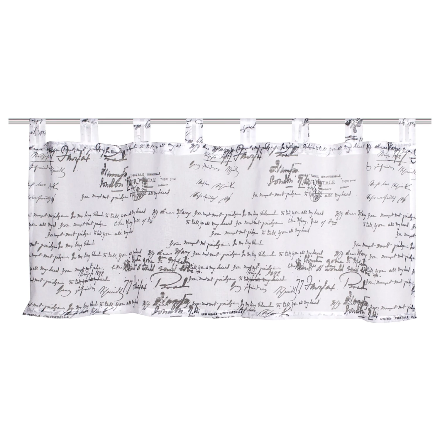 Home Wohnideen Fertiggardine Writings - Polyester - Weiß / Schwarz 3 Home Wohnideen Fertiggardine Writings - Polyester - Weiß / Schwarz