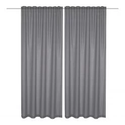 Home Basics Fertiggardine Dolly (2er-Set) - Polyester - Grau - 140 x 225 cm