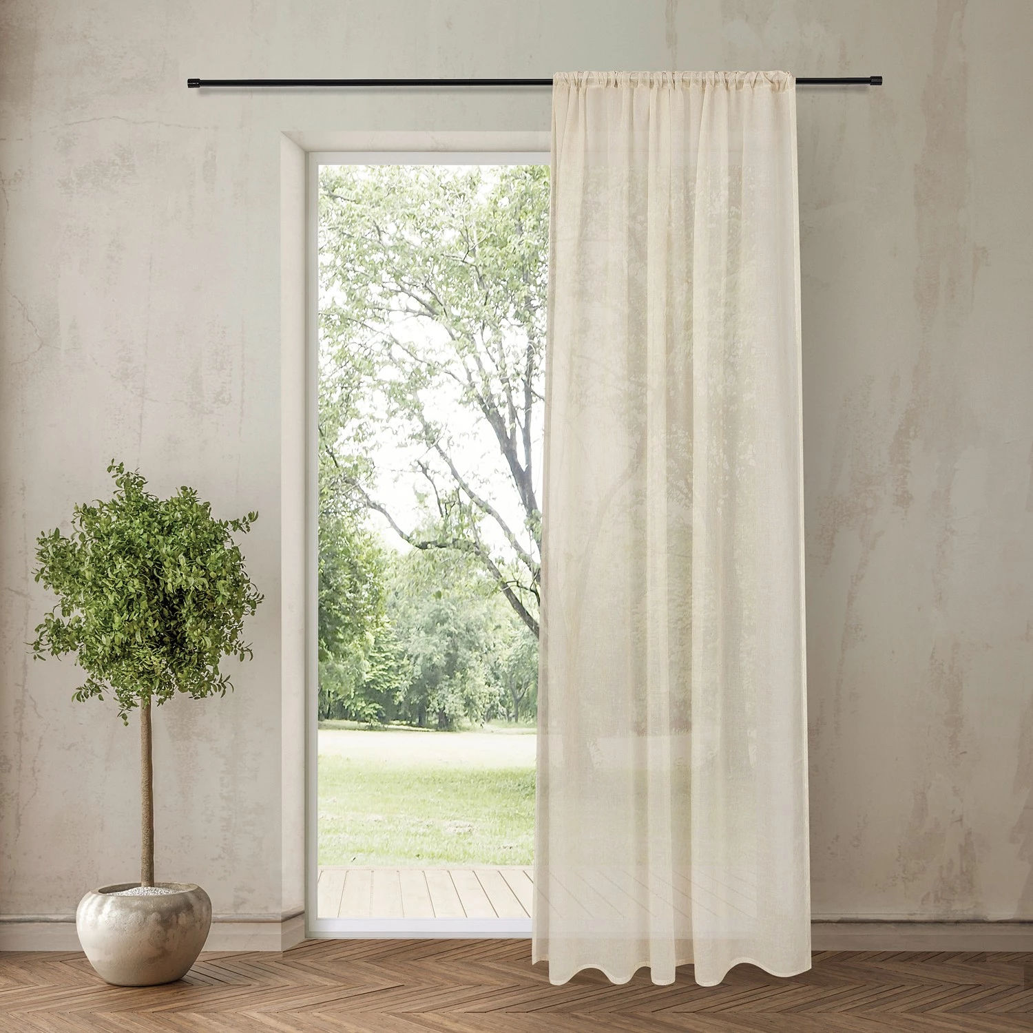 Gerster Fertiggardine Felipa - Polyester / Leinen - Beige 3 Gerster Fertiggardine Felipa - Polyester / Leinen - Beige – Bild 2