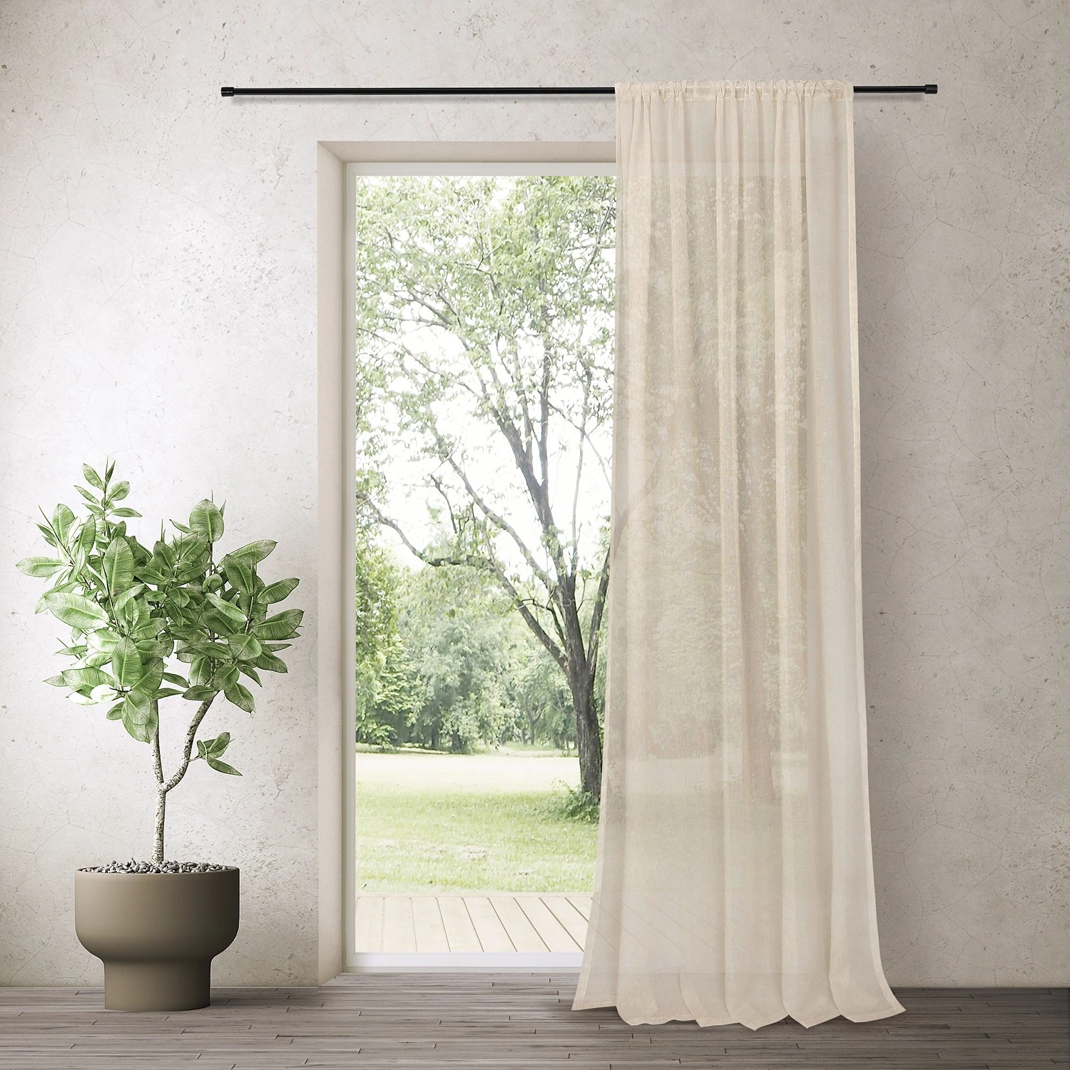 Gerster Fertiggardine Felipa - Polyester / Leinen - Beige 4 Gerster Fertiggardine Felipa - Polyester / Leinen - Beige – Bild 3