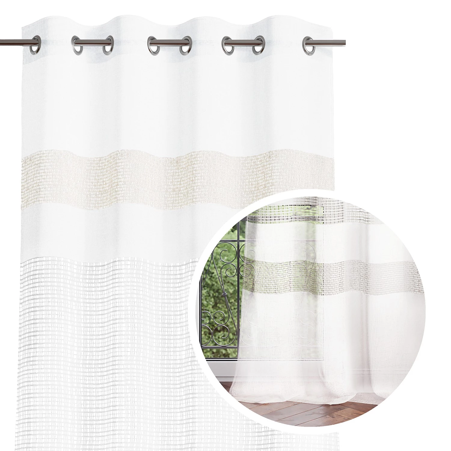 FLHF Ösenschal Caralia - Polyester - Weiß 5 FLHF Ösenschal Caralia - Polyester - Weiß – Bild 3