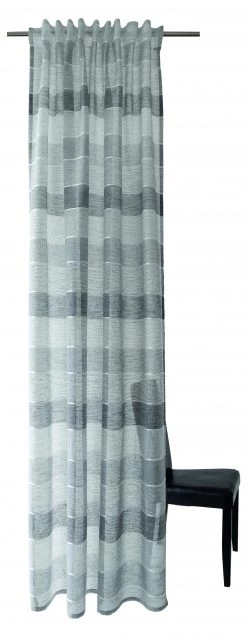 Indes Fuggerhaus Vorhang blau-grau |Streifen Wohnzimmer|