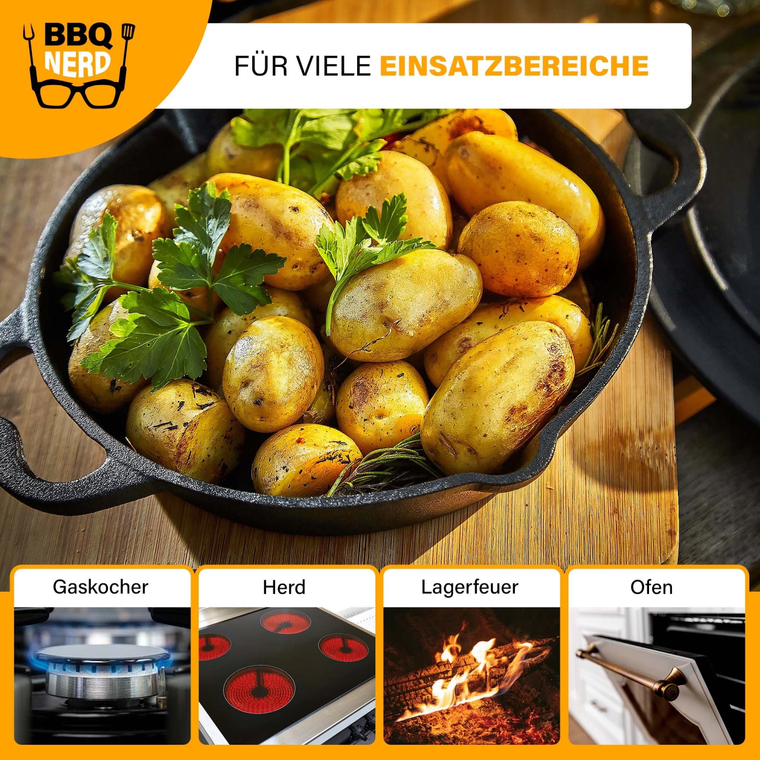 BBQ Nerd Gusseisen Grillpfanne Ø 40 cm 5300g - 43 x 43 cm - Durchmesser: 40 cm 7 BBQ Nerd Gusseisen Grillpfanne Ø 40 cm 5300g - 43 x 43 cm - Durchmesser: 40 cm – Bild 5