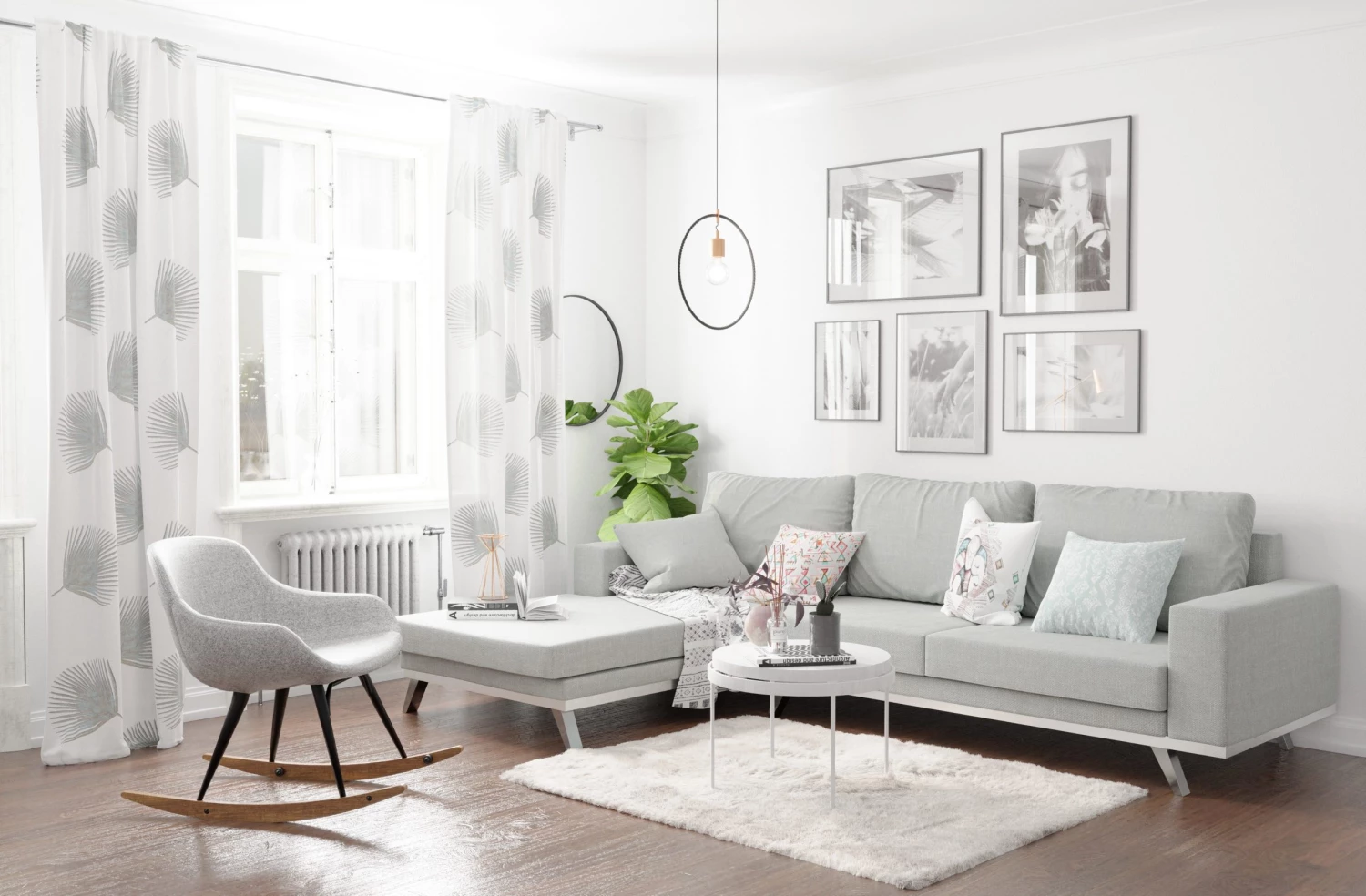 Indes Fuggerhaus Vorhang weiß-grün | Blätter | - Blau 4 Indes Fuggerhaus Vorhang weiß-grün | Blätter | - Blau – Bild 2