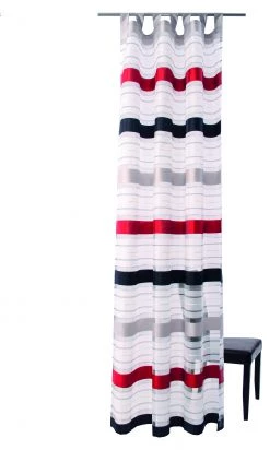 Indes Fuggerhaus Gardine weiß-rot-schwarz | Streifen |