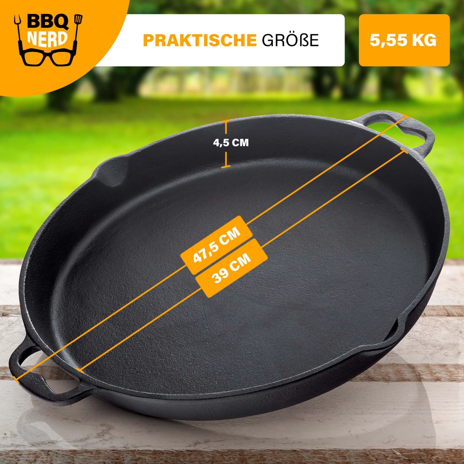 BBQ Nerd Gusseisen Grillpfanne Ø 40 cm 5300g - 43 x 43 cm - Durchmesser: 40 cm 11 BBQ Nerd Gusseisen Grillpfanne Ø 40 cm 5300g - 43 x 43 cm - Durchmesser: 40 cm – Bild 9