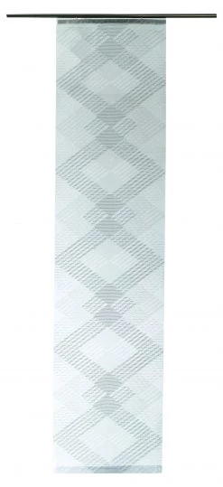 Indes Fuggerhaus Gardine weiß-grau | Karo | - Silber