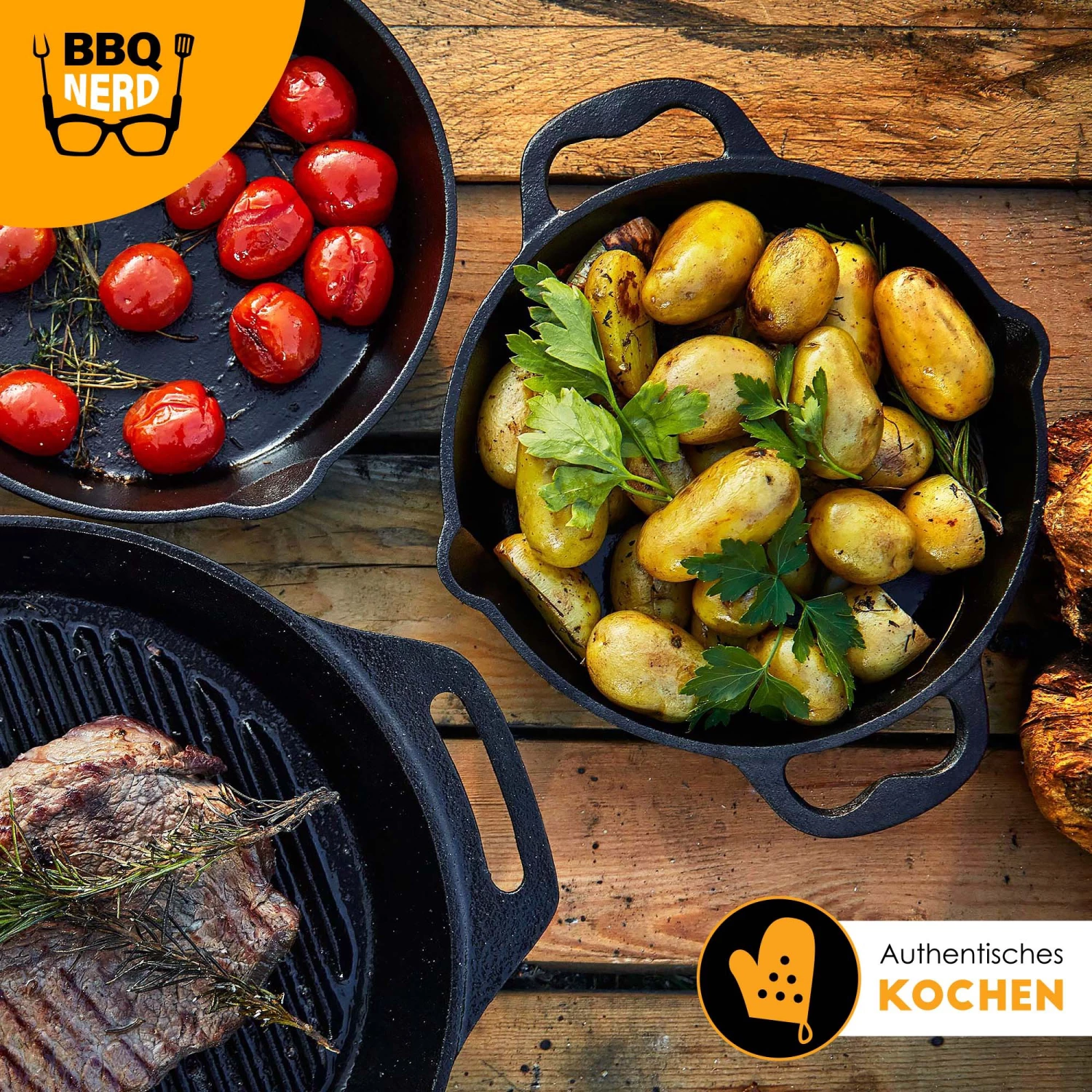 BBQ Nerd Gusseisen Grillpfanne Ø 40 cm 5300g - 43 x 43 cm - Durchmesser: 40 cm 4 BBQ Nerd Gusseisen Grillpfanne Ø 40 cm 5300g - 43 x 43 cm - Durchmesser: 40 cm – Bild 2