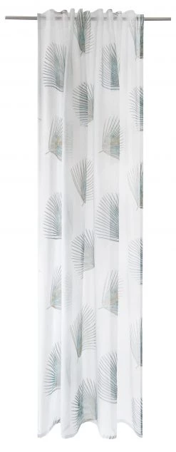 Indes Fuggerhaus Vorhang weiß-grün | Blätter | - Blau