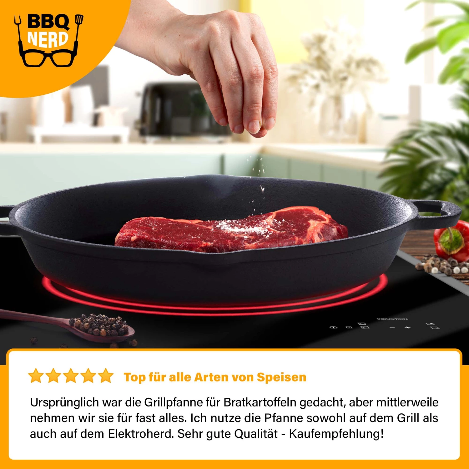 BBQ Nerd Gusseisen Grillpfanne Ø 40 cm 5300g - 43 x 43 cm - Durchmesser: 40 cm 10 BBQ Nerd Gusseisen Grillpfanne Ø 40 cm 5300g - 43 x 43 cm - Durchmesser: 40 cm – Bild 8