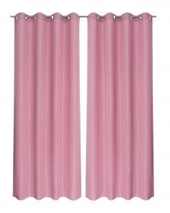 Wometo 2er Set Vorhänge mit Ösen Blickdicht - Hellrosa