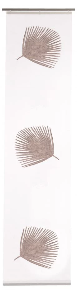 Indes Fuggerhaus Schiebegardine weiß-braun | Blätter | - Orange - Durchscheinend