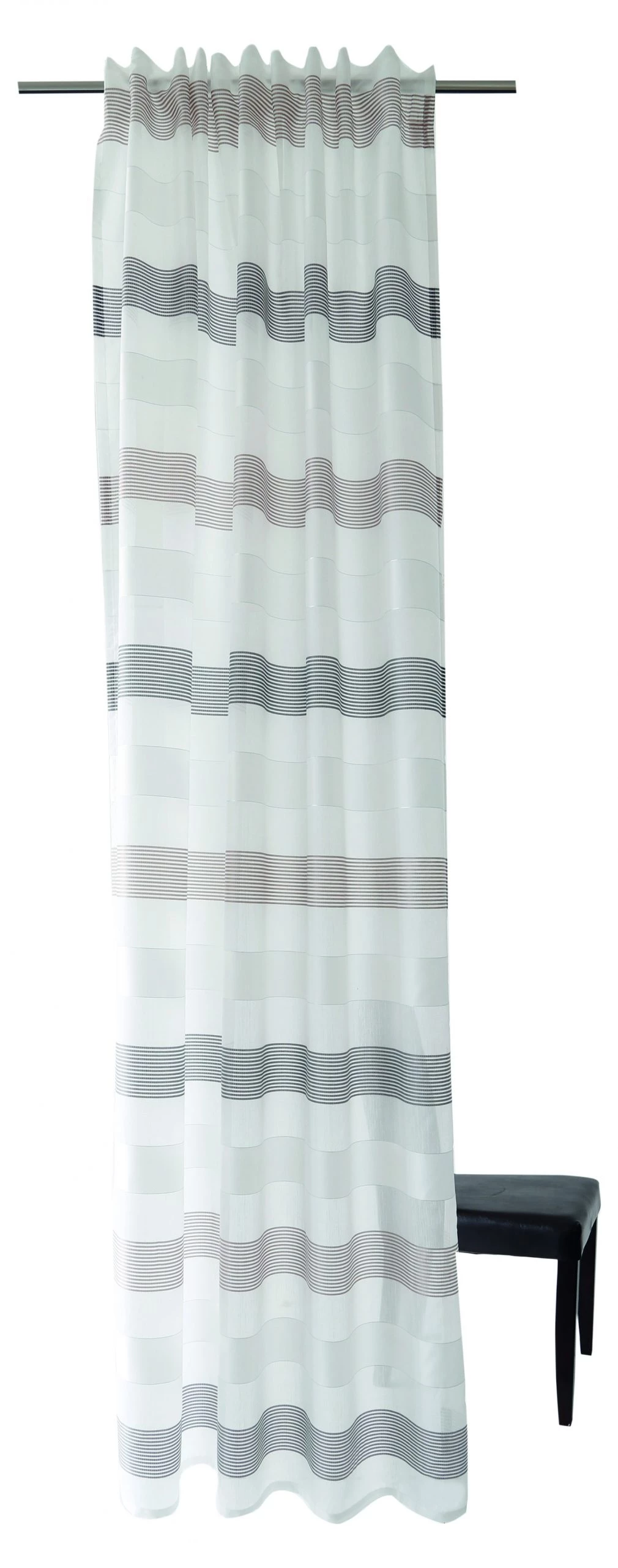 Indes Fuggerhaus Gardine beige-braun | Streifen | - Grau 3 Indes Fuggerhaus Gardine beige-braun | Streifen | - Grau