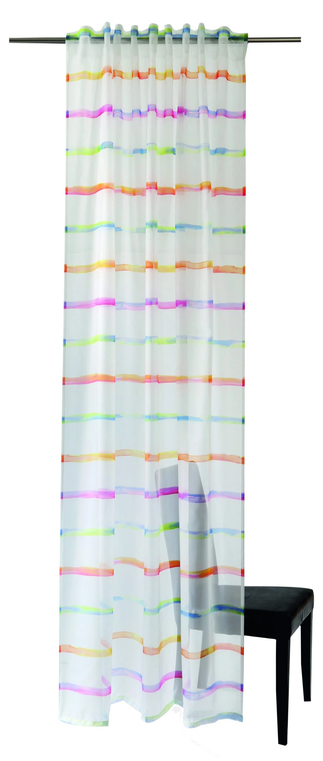 Indes Fuggerhaus Gardine transparent | Streifen bunt 3 Indes Fuggerhaus Gardine transparent | Streifen bunt