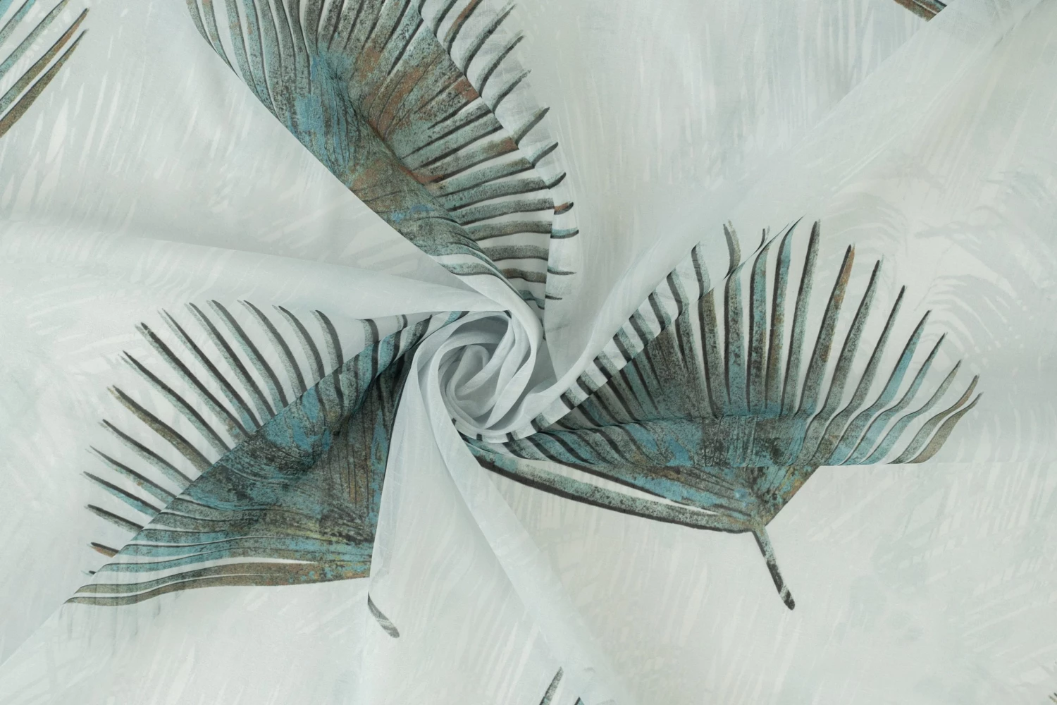 Indes Fuggerhaus Vorhang weiß-grün | Blätter | - Blau 5 Indes Fuggerhaus Vorhang weiß-grün | Blätter | - Blau – Bild 3