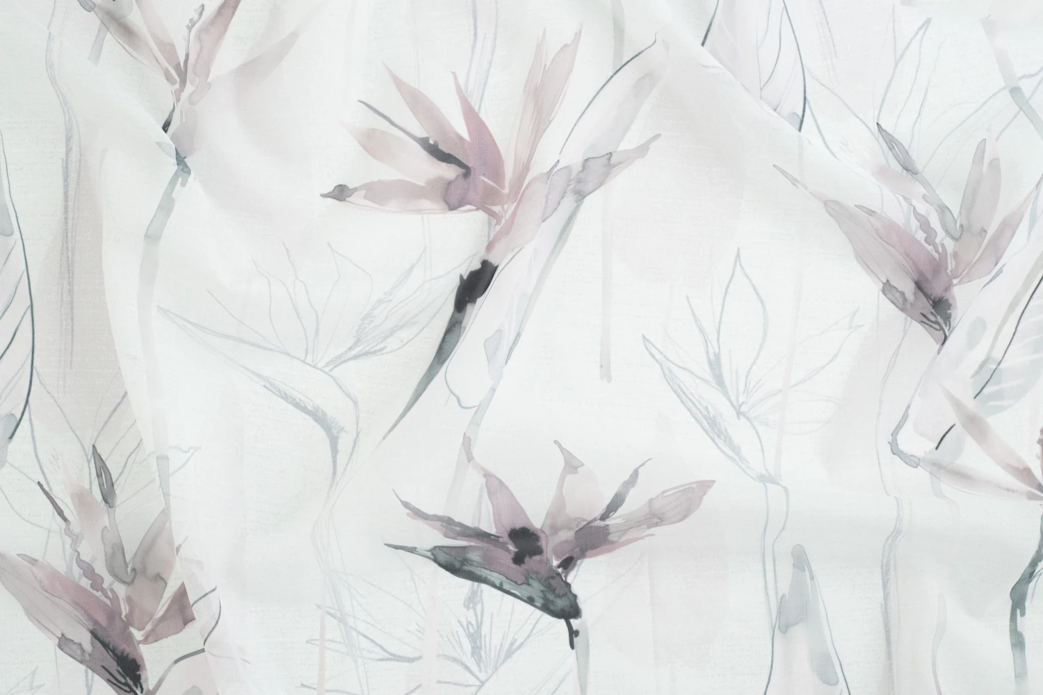 HOMING Gardine transparent | floral mauve blau - Grau 4 HOMING Gardine transparent | floral mauve blau - Grau – Bild 2