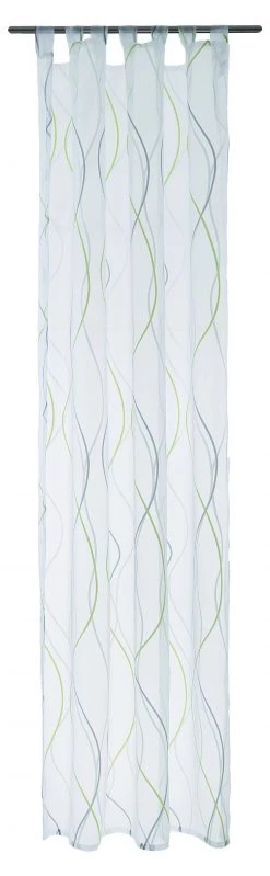 Indes Fuggerhaus Gardine grün-grau-weiß |Streifen|