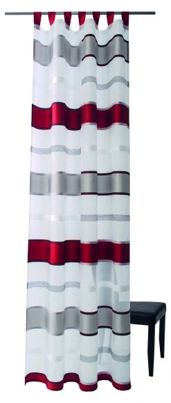 Indes Fuggerhaus Gardine grau-rot | Streifen | Küche