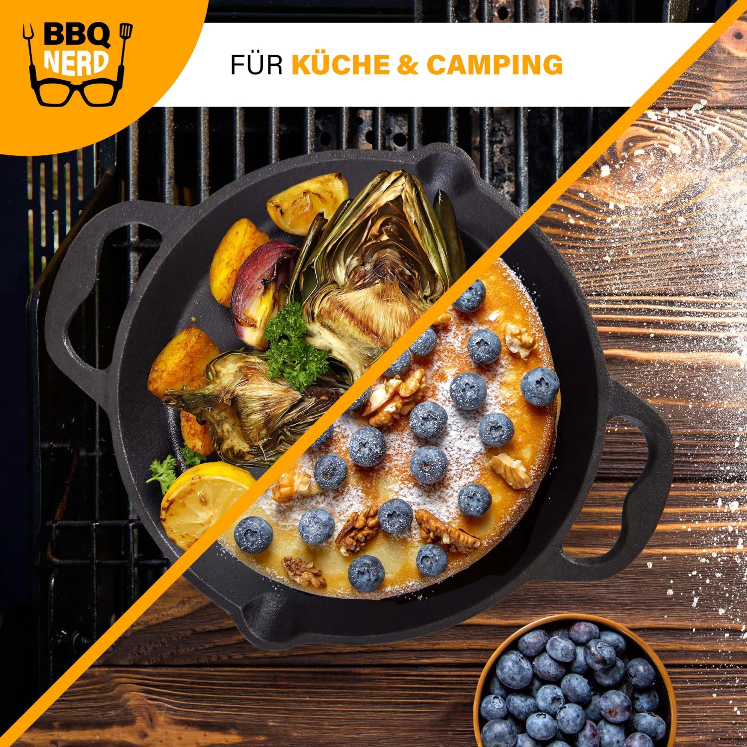BBQ Nerd Gusseisen Grillpfanne Ø 40 cm 5300g - 43 x 43 cm - Durchmesser: 40 cm 8 BBQ Nerd Gusseisen Grillpfanne Ø 40 cm 5300g - 43 x 43 cm - Durchmesser: 40 cm – Bild 6