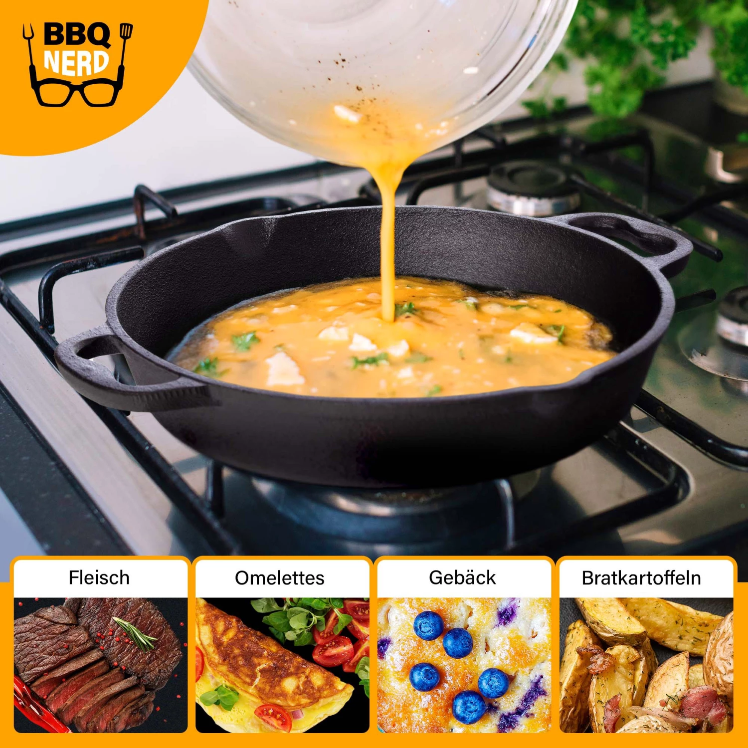 BBQ Nerd Gusseisen Grillpfanne Ø 40 cm 5300g - 43 x 43 cm - Durchmesser: 40 cm 9 BBQ Nerd Gusseisen Grillpfanne Ø 40 cm 5300g - 43 x 43 cm - Durchmesser: 40 cm – Bild 7